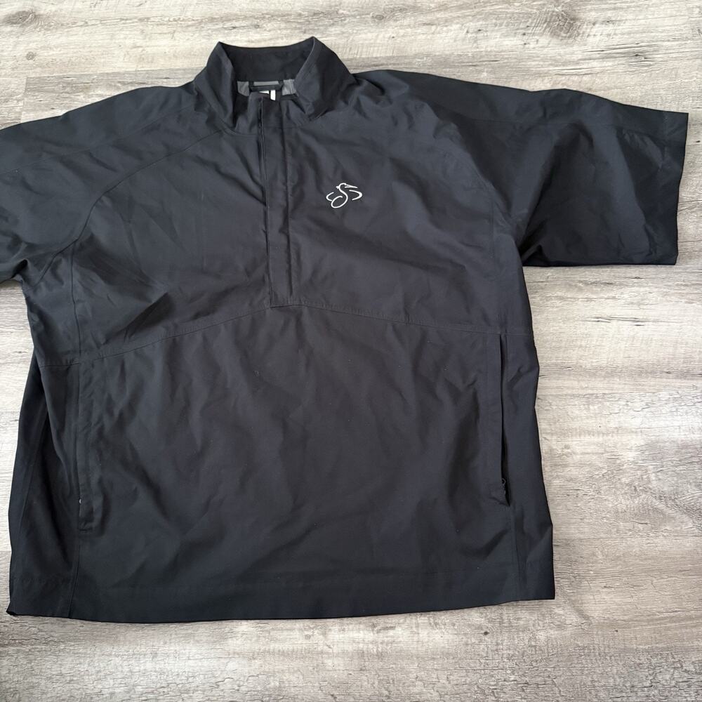 Dryjoys by FootJoy Mens 2XL Black 1/4 Zip Short Sleeve Pullover Golf Jacket